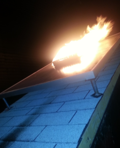 Fire resistance testing, such as Spread of Flames and Burning Brand tests, on solar PV roofing installations are tested in a lab and in the field.