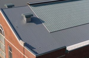 Approximately 25,981 square feet of Tite-Loc Plus, 16-inches on-center, 0.040 aluminum was installed on the building. 