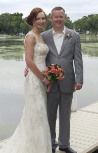Editor Christina Koch married Bart Thoreson on Aug. 29 along the lake behind their Iowa home. 