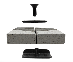 Tectura Designs’ Lok Down system is a proprietary pedestal system for rooftop pavers.