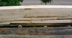 When stacking, wood joints should be offset and scarfed at 45 degrees.