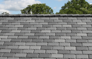 The Inspire Aledora Slate composite roofing fits in nicely with all the other historic details of the building.