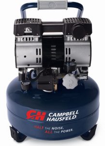 The pancake air compressor model is available with a 6-gallon tank capacity.