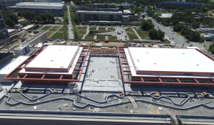 On the adjoining multi-level parking deck, Letner Roofing installed PVC roofs on two office buildings. The rest of the roofing and waterproofing work on the parking structure, including another garden roof, was completed by Courtney Waterproofing and Roofing. Photo: Stanford Health Center.