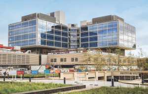 The new Stanford Hospital is currently under construction in Palo Alto, Calif. The 824,000-square-foot facility connects to the existing hospital by a bridge and tunnel. The project includes a multi-level parking garage and with additional office buildings. Photo: Stanford Health Center.