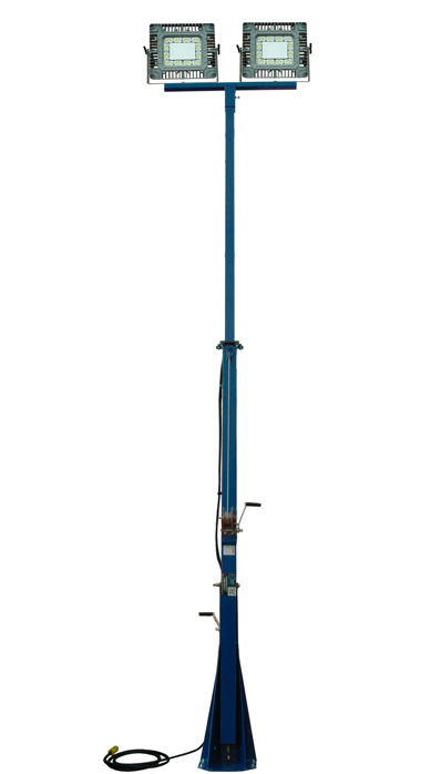 Larson Electronics' 16 foot telescoping light mast with 360-degree rotating capabilities.
