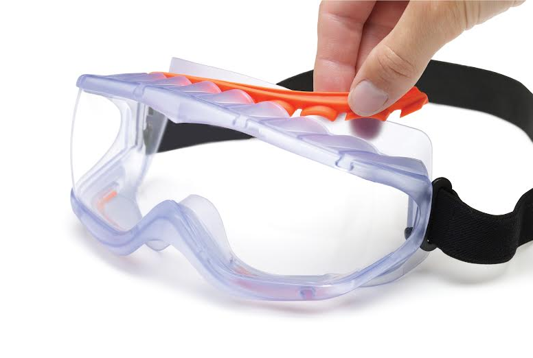 Gateway Safety's Cyclone offers two safety solutions in their versatile product. Users can wear the dual-use goggle as Cyclone Impact, featuring a strong polycarbonate lens surrounded by a sturdy vinyl frame. Users can also add the optional, patented Double-Take inserts.