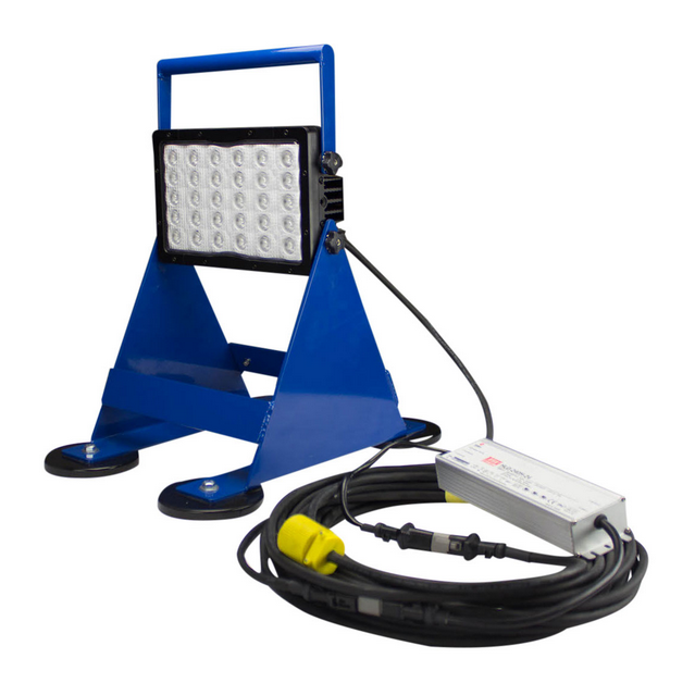 The magnetically mounted LED work light produces 14,790 lumens of high-intensity light.