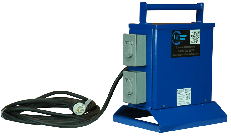 The TX-40-120-1224-WP portable power transformer from Larson Electronics is built to provide operators with a reliable source of low-voltage 12 V or 24 V power in AC or DC forms.