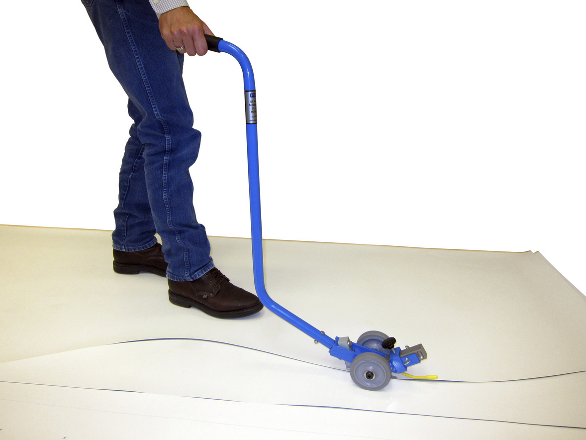 Everhard Products Inc.’s Standup Membrane Slitter allows roofing workers to work on their feet rather than hands and knees.