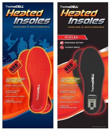 ThermaCELL Heated Insoles products have temperature settings controlled by a wireless remote, allowing for easy temperature adjustment without removal from shoes or boots.