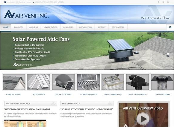 Air Vent Inc. redesigns website featuring a new look and improved functionality.