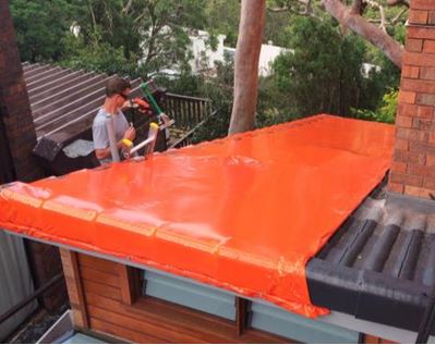 Australian invention Stormseal super seals buildings and roofs damaged by storms or left open during construction.