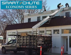 The Smart Chute is meant to assist the demolition process by sending the debris directly into the dumpster or truck.