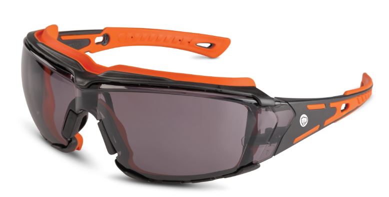 Orange Crush eye protection features channels along the brow line to move water and sweat away from the eyes.