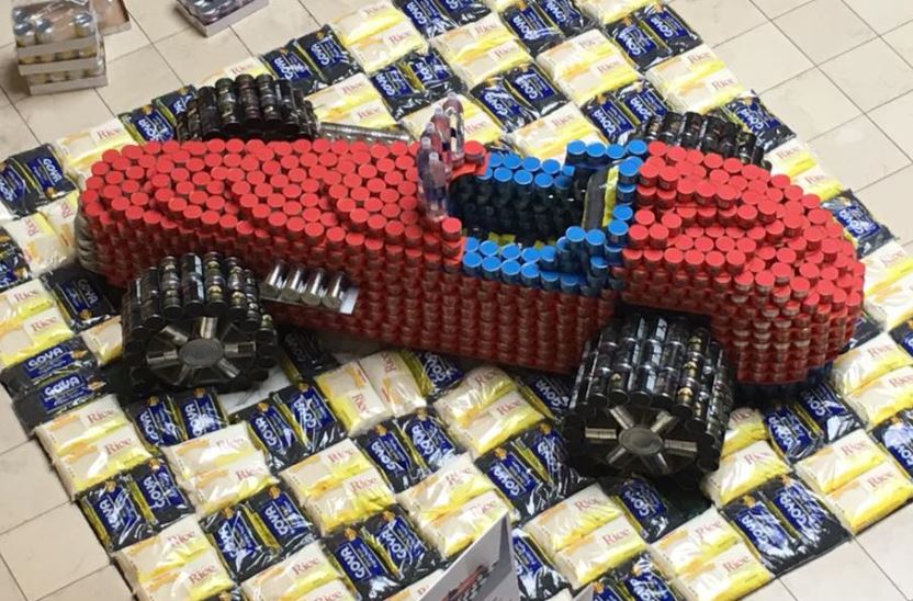 The Monsters of Metal built a 1969 vintage race car for the canstruction competition, paying tribute to Nazareth Speedway.
