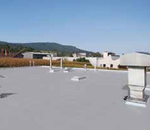 The Kemperol AC Speed FR system is a fast-curing, cold liquid-applied cool roof solution with a Solar Reflective Index rating of 108.