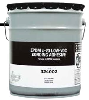 EPDM x-23 Low-VOC Bonding Adhesive boosts roofing crew productivity while helping ensure blister-free installations of EPDM roofing systems.