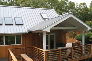 The standing seam metal roofing panels do not require the use of clips.