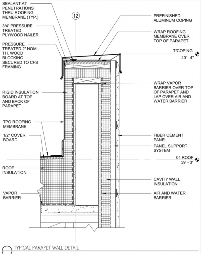 parapet roof section