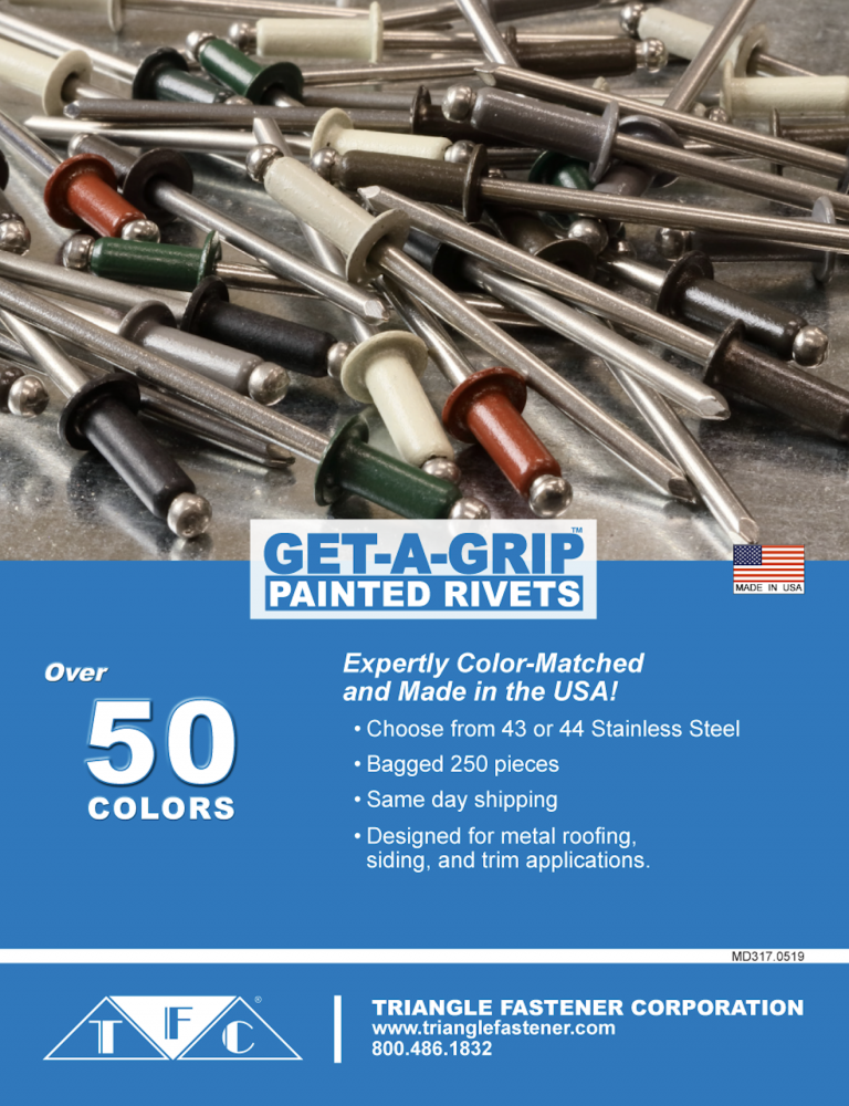 Triangle Fastener Launches Stainless Steel Painted Rivet Catalog Roofing