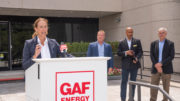 U.S. Rep. Mikie Sherrill (NJ-11) toured the facilities of GAF to highlight their ground-breaking work and discuss the RAISE the Roof Act.