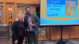 Roofing Alliance President Kelly Van Winkle and Dr. Dhaval Gajjar